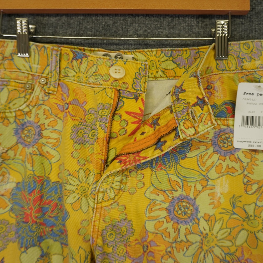 NEW Free People Alani Printed Cutoff Shorts Womens 29 Yellow Floral Distressed - Picture 7 of 10